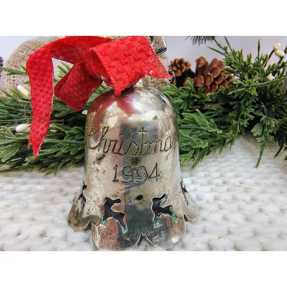 Silverplate Reindeer Bell Ornament – Christmas 1994